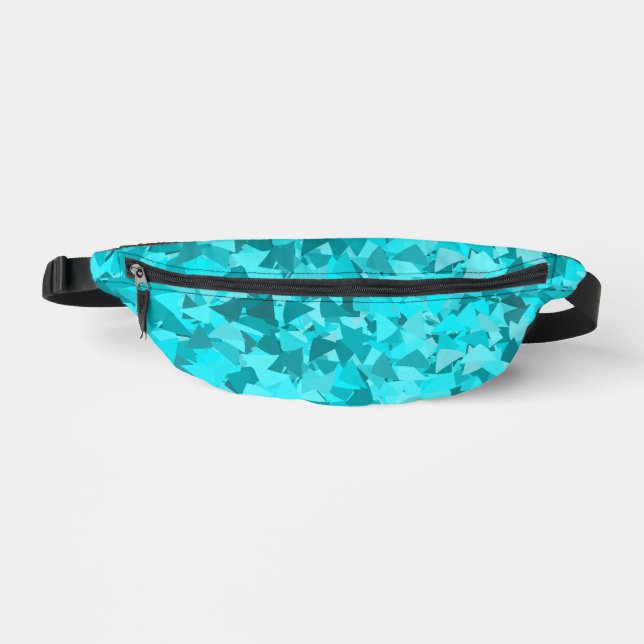 Teal Blue Triangle Pattern Bum Bags (Front)