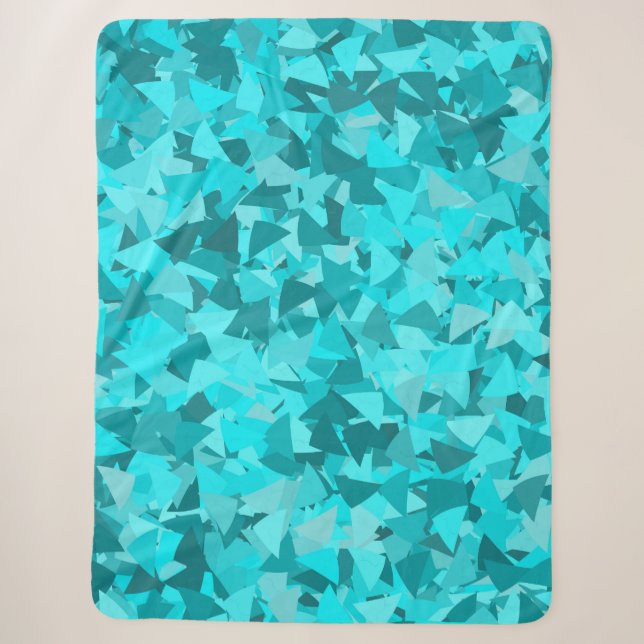 Teal Blue Triangle Pattern Sherpa Blanket (Front)