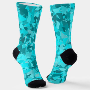 Teal Blue Triangle Pattern Socks
