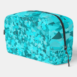 Teal Blue Triangle Pattern Toiletry Bag