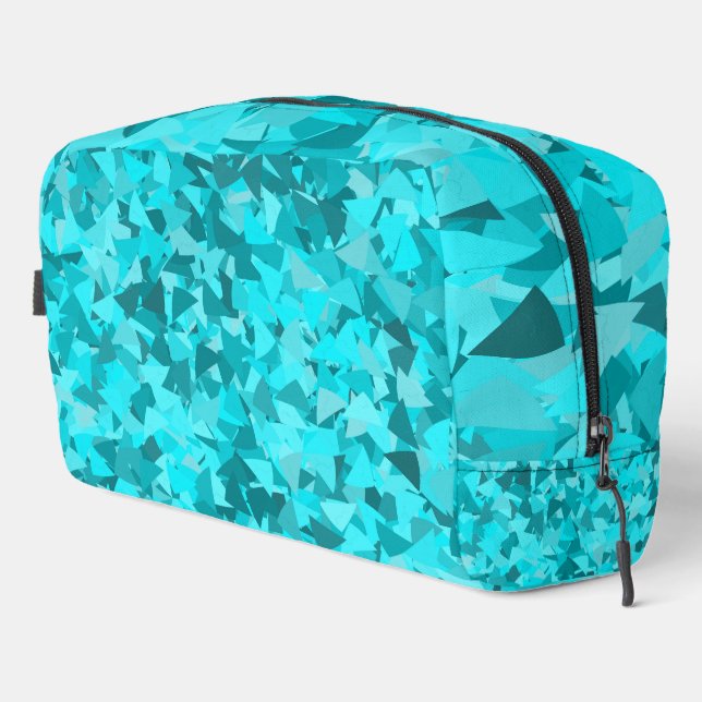 Teal Blue Triangle Pattern Toiletry Bag (Right Corner)