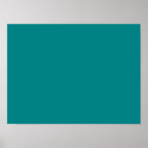 Teal Blue Turquoise Aqua Solid Colour Background Poster
