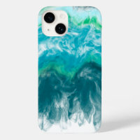 Teal Blue Turquoise Digital Ocean Fluid Art  