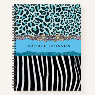 Teal Blue Turquoise Girly Modern Glam Retro Notebo Notebook