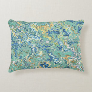Teal Blue Turquoise Green Chic Unique Pattern  Decorative Cushion