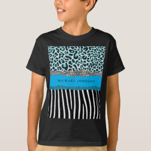 Teal Blue Turquoise Modern Glam Retro Boy's Shirt