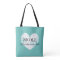 Teal blue vintage love heart bridesmaid tote bag