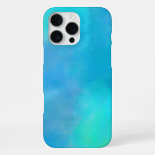 Teal Blue Watercolor Nebula Abstract Art iPhone 16 Pro Max Case