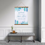 Teal Blue Watercolor Tie Dye Bat Mitzvah Welcome Hanging Tapestry<br><div class="desc">A teal blue and green wash of watercolor with a touch of purple,  with editable text. Customise to personalise,  move or scale elements.</div>