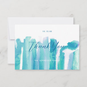 Teal Blue Watercolor Tie Dye Thank You Photo II