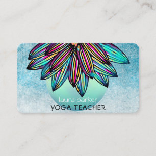 Teal Blue Watercolour Lotus Flower Yoga Holistic B Business Card