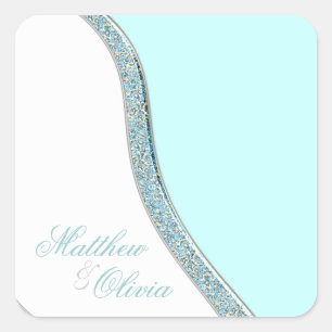 Teal Blue Wedding Favour Label Envelope Seals