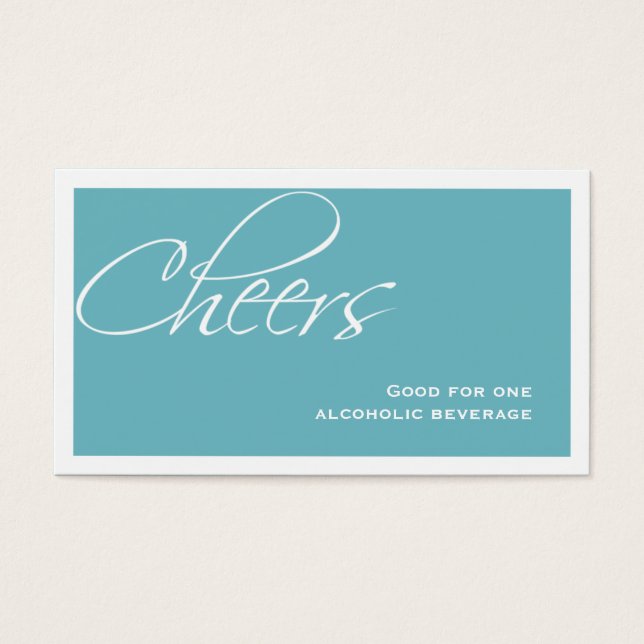 Teal blue wedding formal custom event drink ticket (Front)