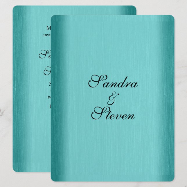 Teal Blue Wedding Invitation (Front/Back)