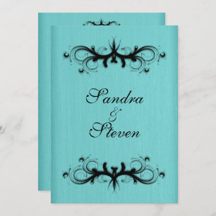 Teal Blue Wedding Invitation 5" x 7"