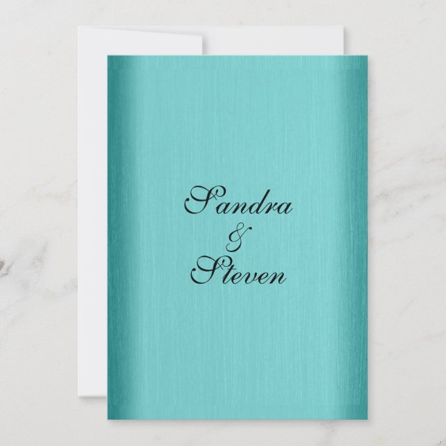 Teal Blue Wedding Invitation 5" x 7" (Front)