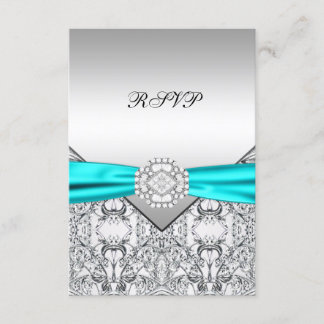 Teal Blue Wedding RSVP Card