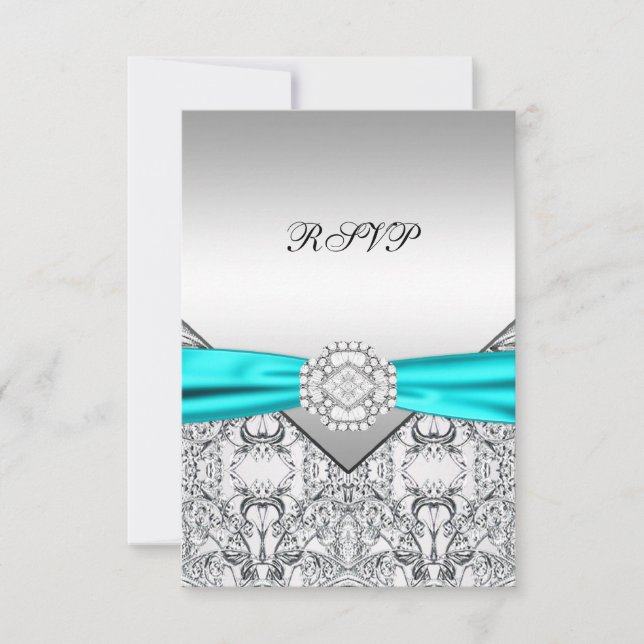 Teal Blue Wedding RSVP Card (Front)
