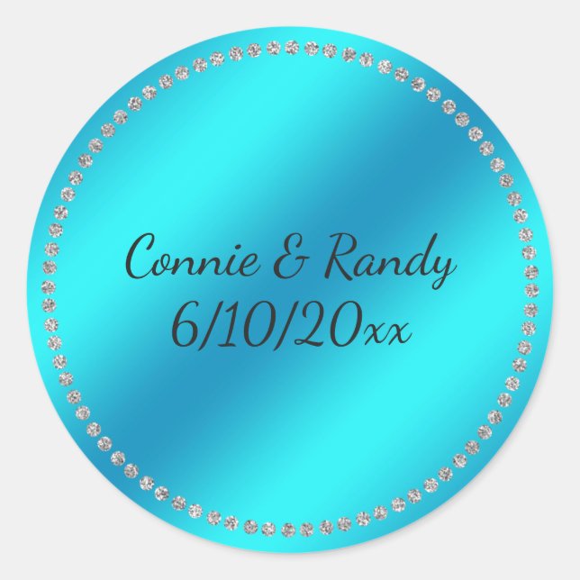 Teal Blue Wedding Sticker (Front)