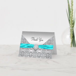 Teal Blue Wedding Thank You Card