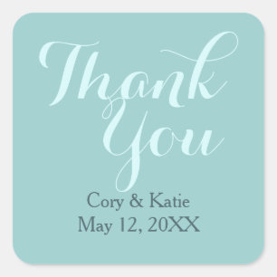 Teal Blue Wedding Thank You Stickers
