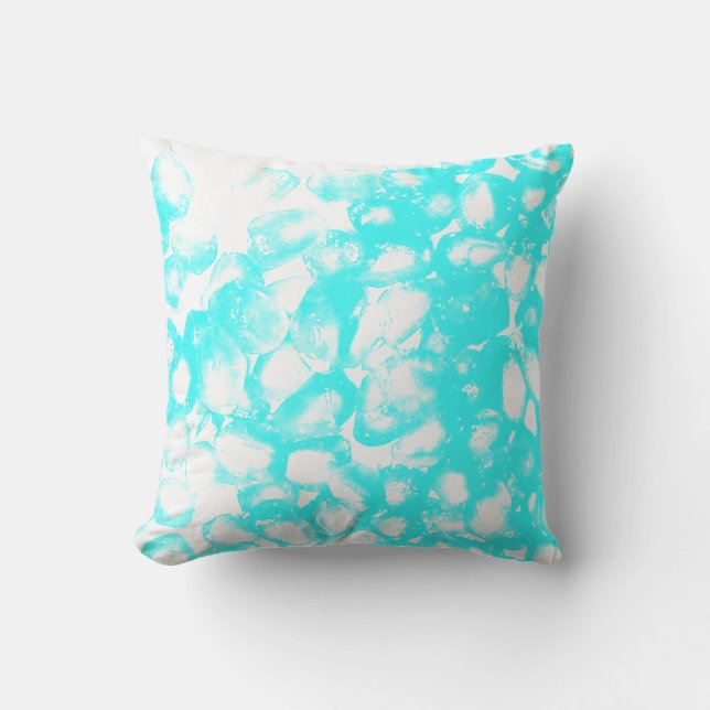 Teal Blue White Abstract Patterns Modern Cute Gift Cushion (Front)