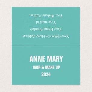 Teal Blue White Hair Salon Makeup Modern 2024 Business Card