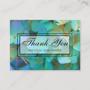Teal blue yellow pink hydrangeas flowers enclosure card