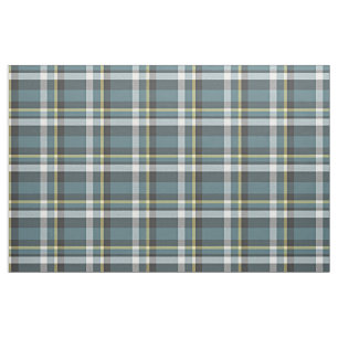 Teal Blue Yellow White Grey Tartan Square Pattern Fabric
