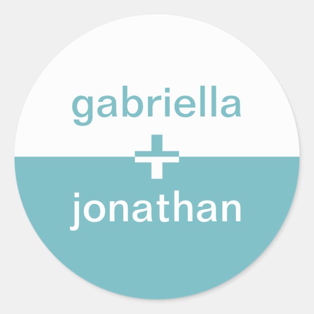 Teal blue yin yang plus custom name favour seal (Front)