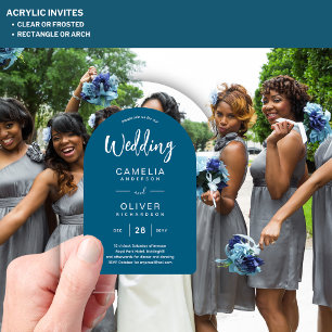Teal Blue Zazzle Acrylic Wedding Invites  Invitations