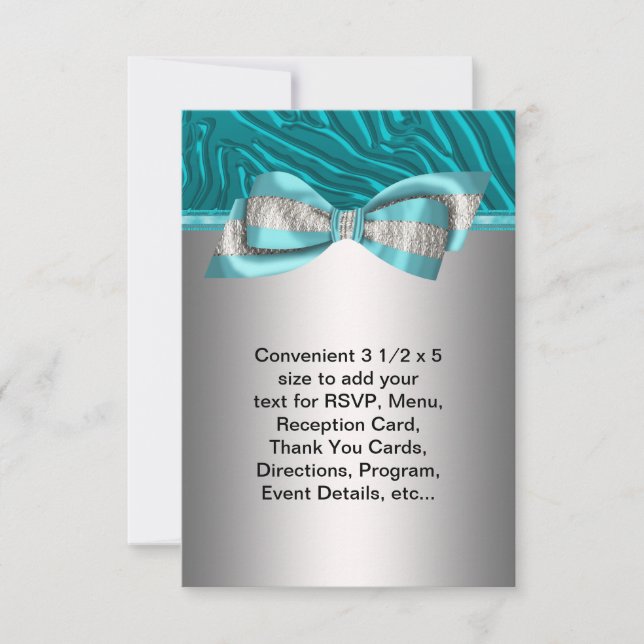 Teal Blue Zebra Bat Mitzvah RSVP (Front)