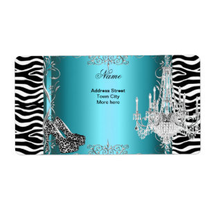 Teal Blue Zebra Print Party Shoes Chandelier