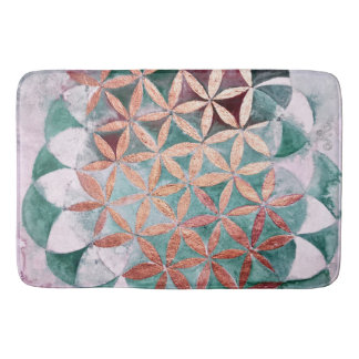 Teal Blush Pink Pastel Abstract Watercolor Pattern Bath Mat