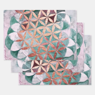 Teal Blush Pink Pastel Abstract Watercolor Pattern Wrapping Paper Sheet