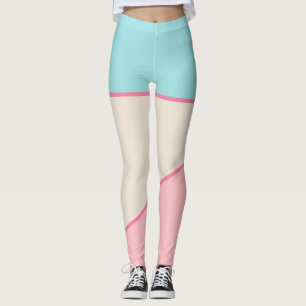 Teal Blush pink yellow pastel colour block Leggings