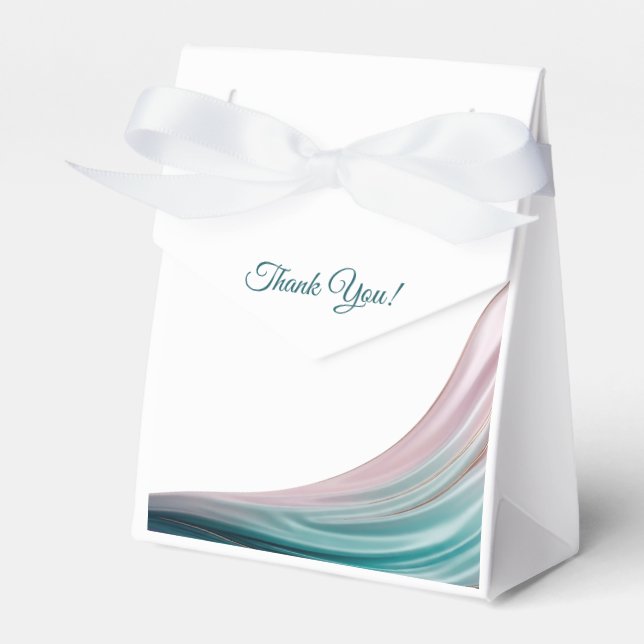 Teal & Blush Silk Favour Box (Front Side)