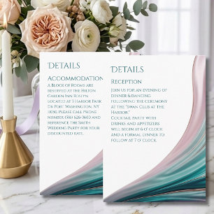 Teal & Blush Silk Wedding Details Enclosure Card