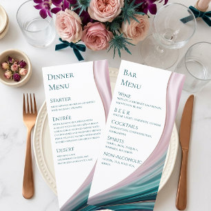 Teal & Blush Silk Wedding Dinner & Bar Menu