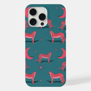 Teal Boho Cheetah and Pink Moon Phone Case
