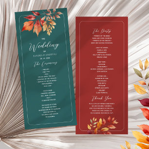 Teal Boho Fall Wedding Programme