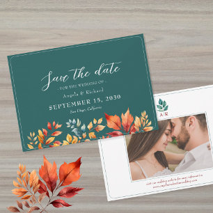 Teal Boho Fall Wedding Save The Date