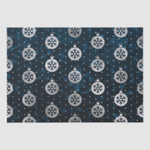Teal Bokeh and Silver Foil Christmas Baubles Tissue Paper