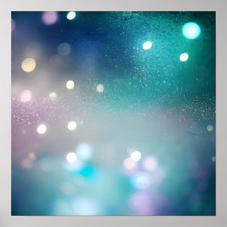 Teal Bokeh Background Poster