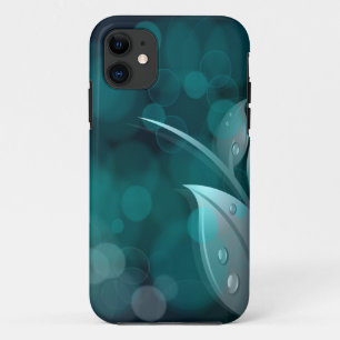 Teal Bokeh Leaves iPhone 11 Case