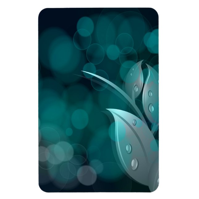 Teal Bokeh Leaves Magnet (Vertical)