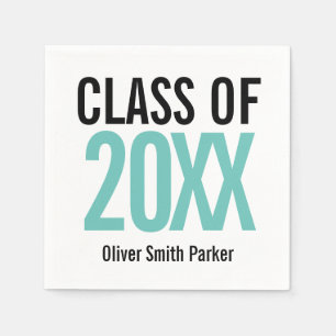 Teal Bold  Modern Graduation CLASS OF Napkin