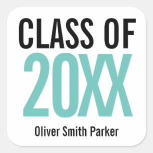 Teal Bold Personalised Graduation ANY YEAR Square Sticker