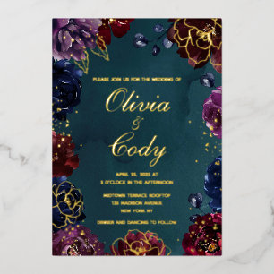 Teal Bordeaux Amethyst Jewel Tone Gold Wedding