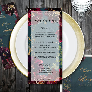 Teal Bordeaux Jewel Tones Wedding 2 Menu